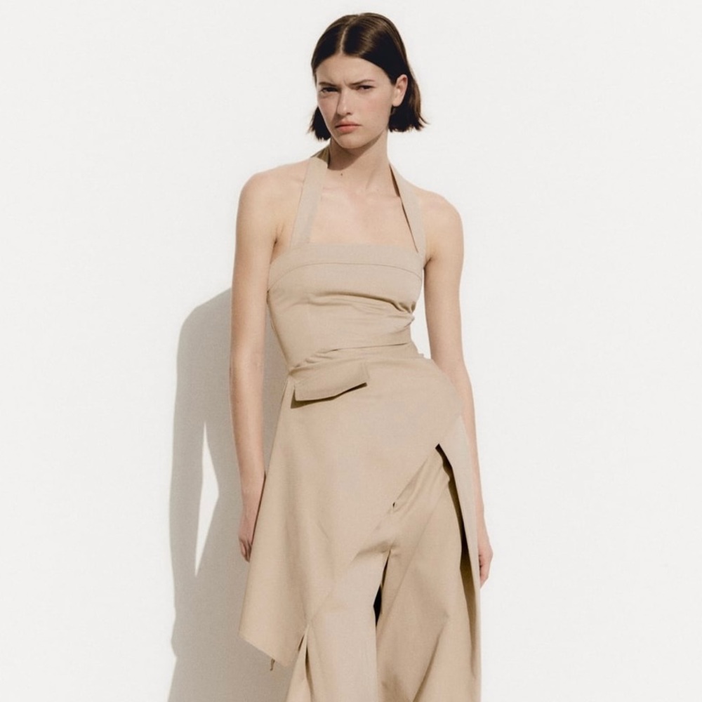 Zara Asymmetric Gabardine Top